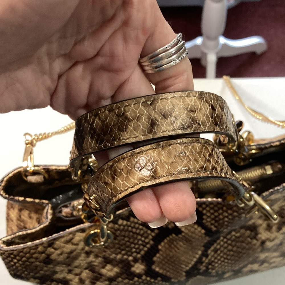 Michael Kors Cynthia Python Embossed Leather Satc… - image 6